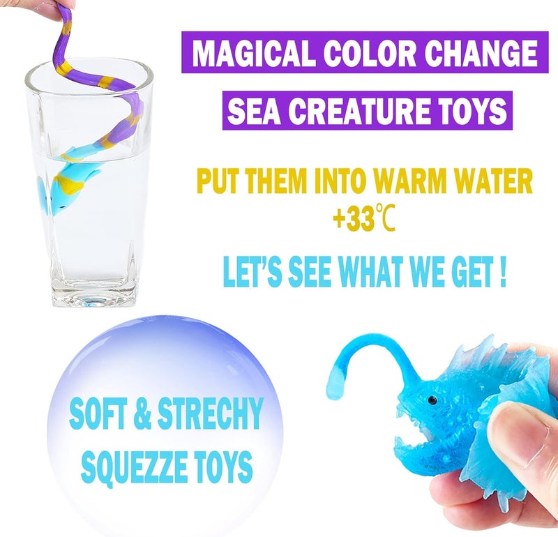 STAUD Color Changing Mold Free Bath Toys for Toddlers & Kids - Color Change Sea Creatures Ocean Animal Toys & Glow in The Dark Toy with Bath Book (13 Pack) - Image 2
